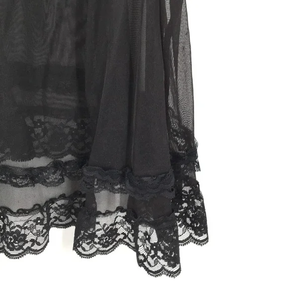 Victoria Secret Black Lace Babydoll top sheer lingerie whimsigoth coquette M - Picture 3 of 10
